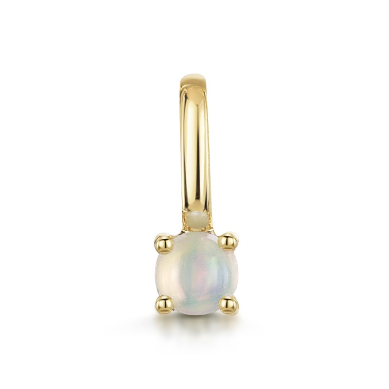 9ct Yellow Gold Round Brilliant Opal Solitaire Pendant Charm
