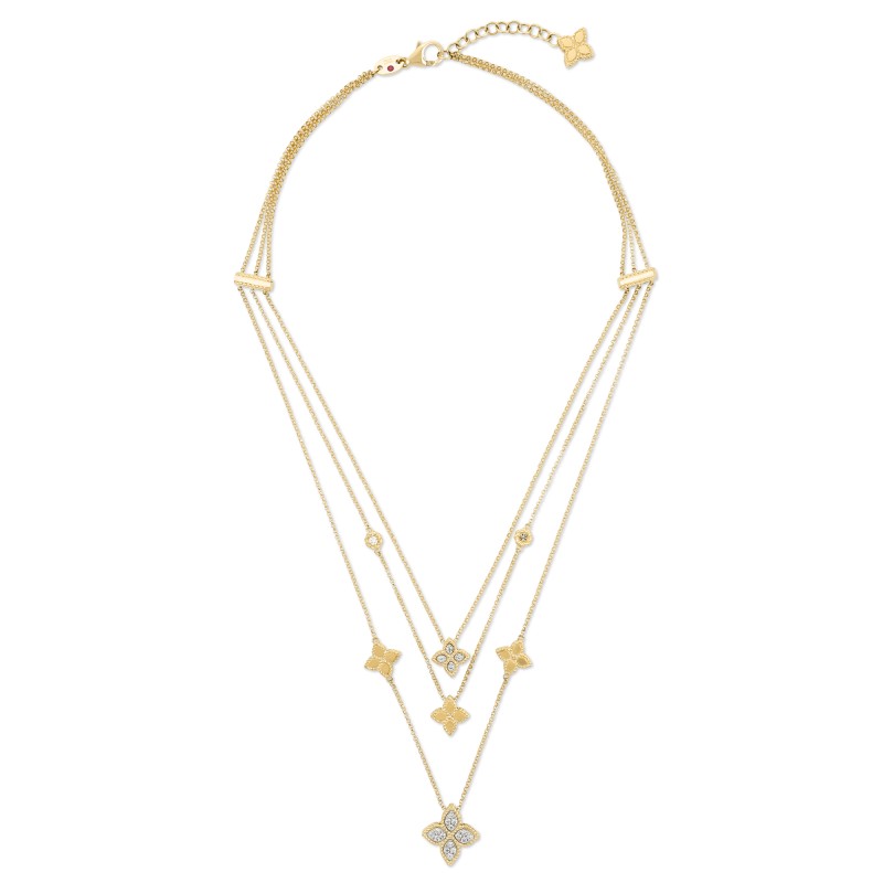 Roberto Coin 18ct Yellow Gold Princess Flower 0.35ct Diamond Necklace ADR777CL1079 YG