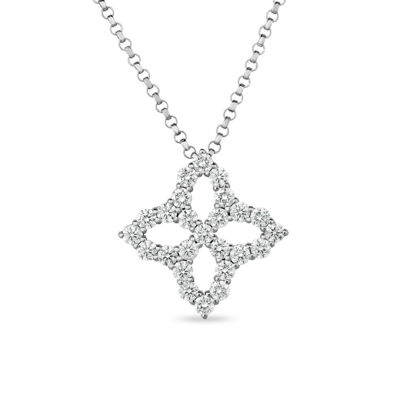 Roberto Coin 18ct White Gold Princess Flower 0.48ct Diamond Pendant ADR888CL1497_SI_WG