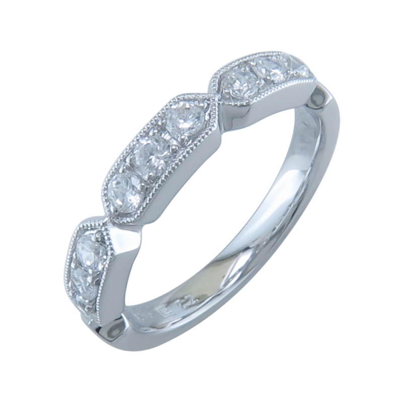 9ct White Gold 0.50ct Round Brilliant Diamond Fancy Band
