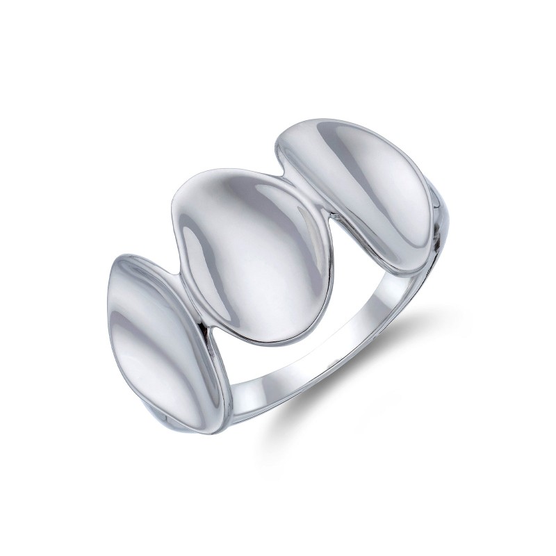 Silver Concave Pebble Ring