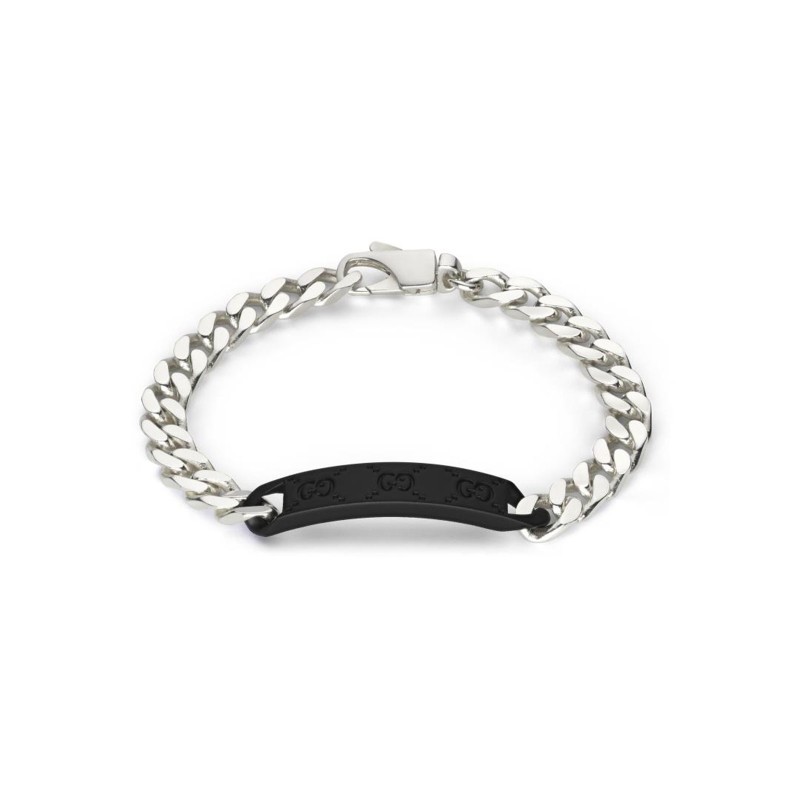 Gucci Tag Sterling Silver Chain Bracelet YBA797167001 - Size L