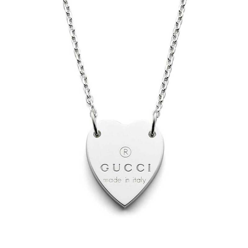 Gucci Trademark Sterling Silver Heart Necklace YBB223512002