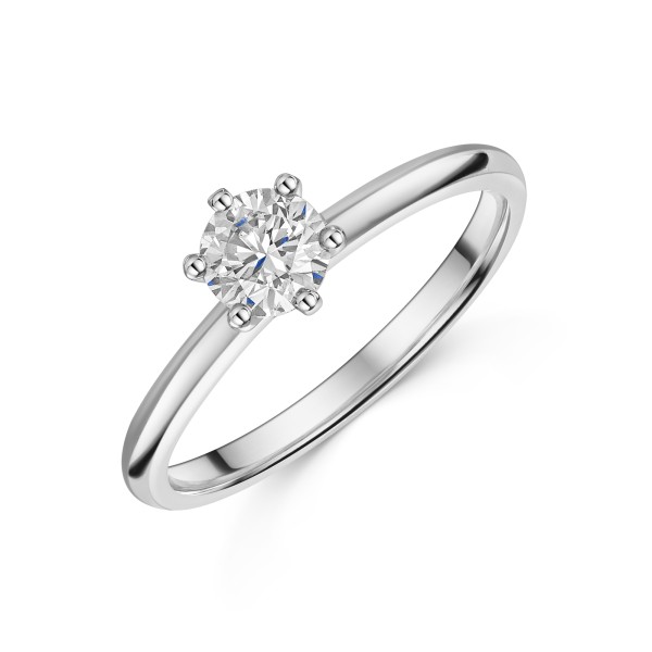 Platinum Round Brilliant 0.50ct Diamond 6 Claw Tulip Set Solitaire Ring