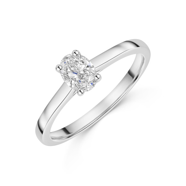 Platinum Oval Cut 0.50ct Diamond Solitare Ring