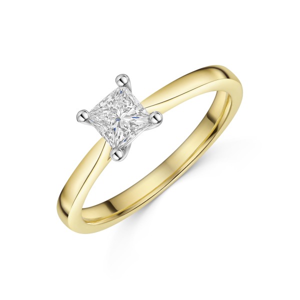 18ct Yellow Gold Princess Cut 0.50ct Diamond Solitaire Ring