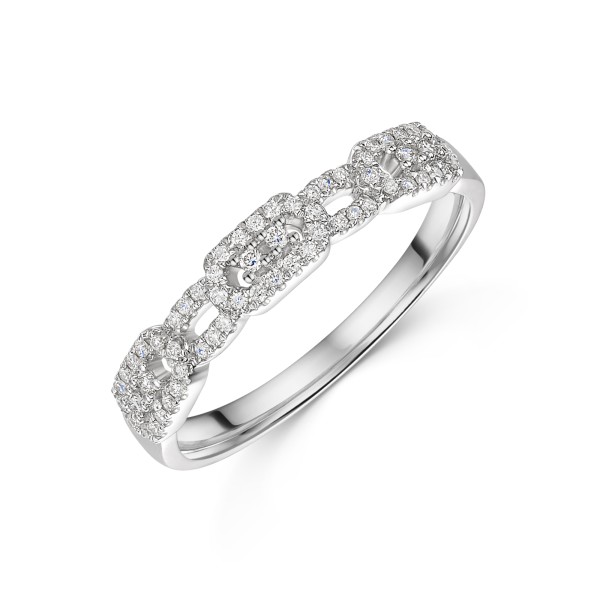18ct White Gold 0.14ct Link Style Diamond Fancy Band