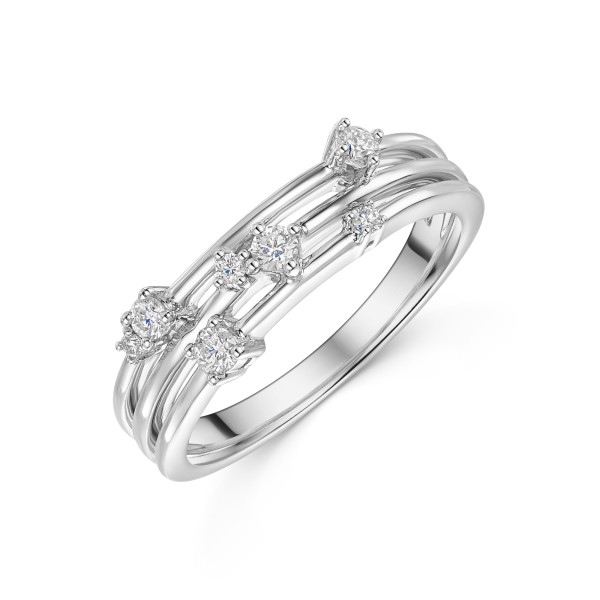 18ct White Gold 0.65ct Diamond 3 Row Fancy Band