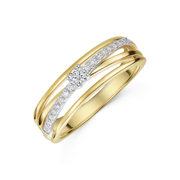 9ct 2 Colour 0.20ct Round Brilliant Diamond Crossover Band