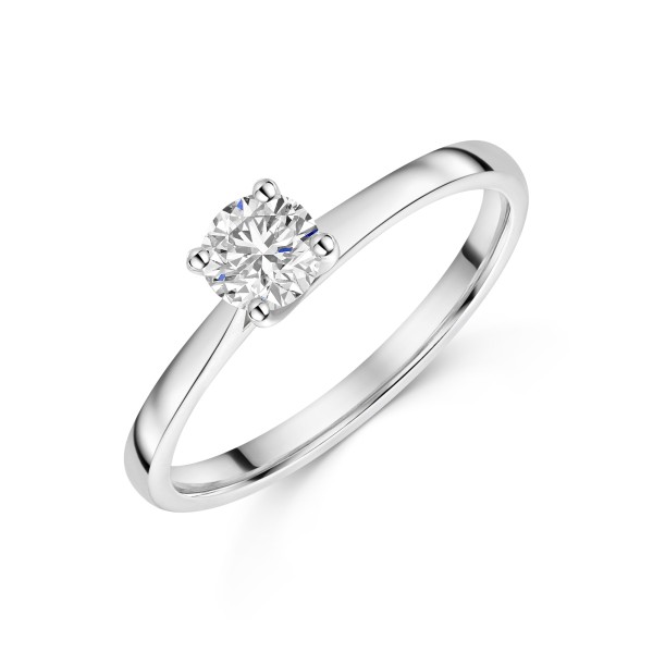 Platinum Round Brilliant 0.33ct Diamond Sweeping Solitaire Ring