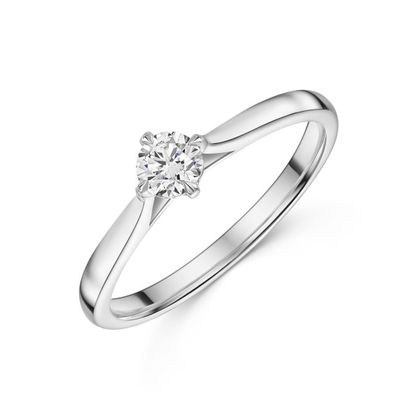 Platinum Round Brilliant 0.33ct Compass Set Diamond Solitaire Ring