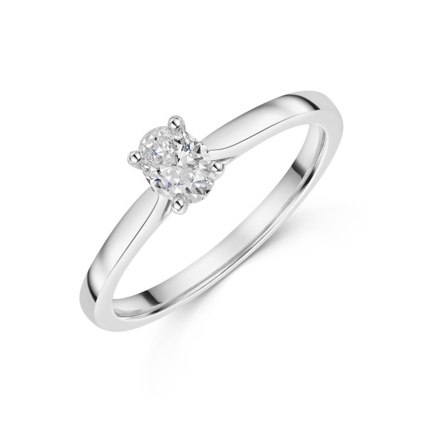 Platinum Oval Cut 0.33ct Diamond Tulip Set Solitaire Ring