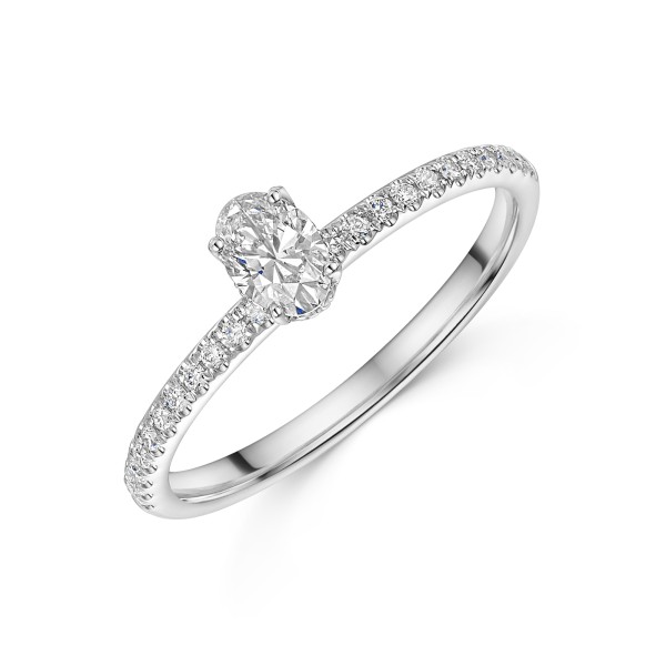 Platinum Tulip Set Oval Cut 0.33ct Diamond Solitaire Ring
