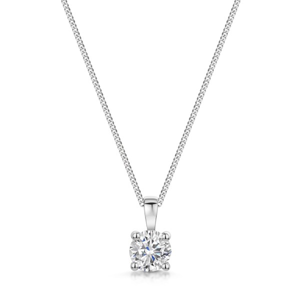 18ct White Gold 4 Claw 1.20ct Round Brilliant Diamond Solitaire Pendant
