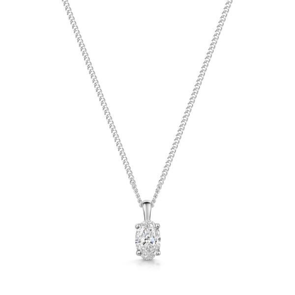 18ct White Gold Oval 0.50ct Diamond Solitaire Pendant