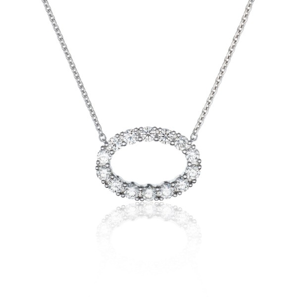 18ct White Gold 0.80ct Round Brilliant Diamond Fancy Oval Pendant