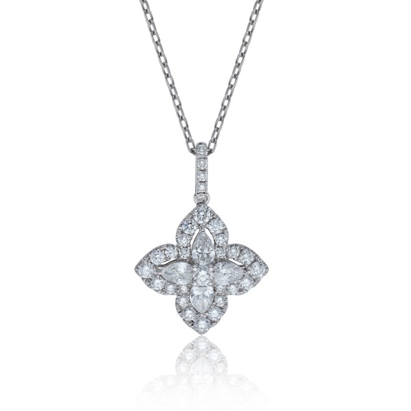 18ct White Gold 0.73ct Round Brilliant Cut Diamond Pendant Necklace