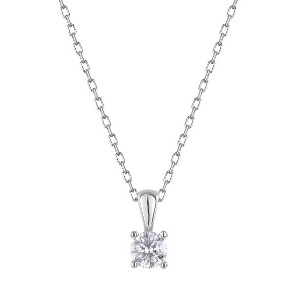 9ct White Gold Round Brilliant 0.50ct Diamond 4 Claw Pendant