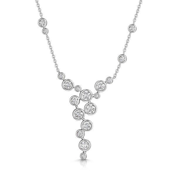 18ct White Gold 1.00ct Rub Over Diamond Necklace