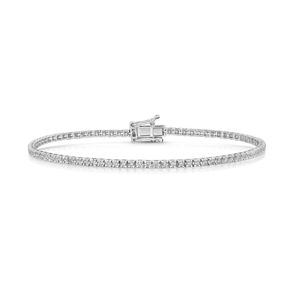 9ct White Gold Round Brilliant 0.50ct Diamond Claw Set Tennis Bracelet
