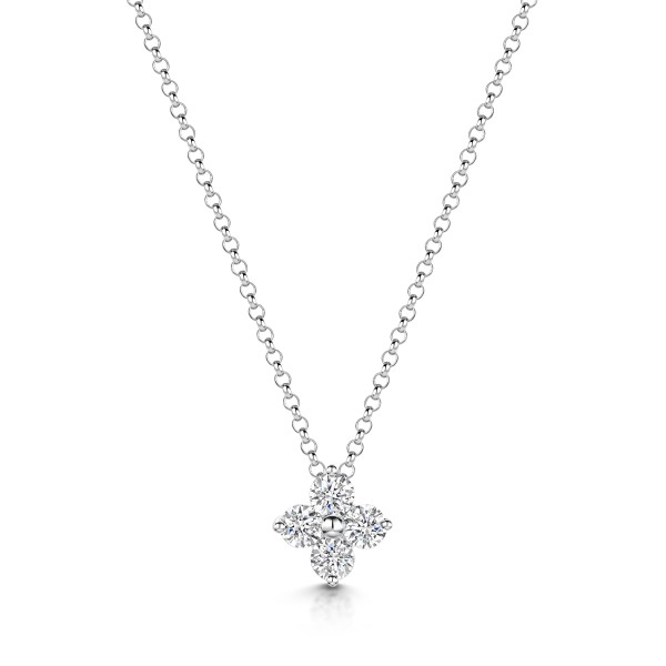 9ct White Gold Brilliant Cut 0.33ct Cluster Pendant Necklace