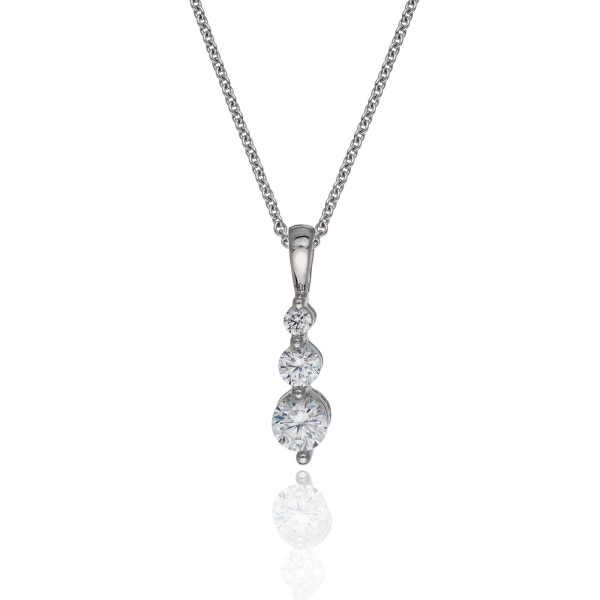 9ct White Gold Cubic Zirconia Triple Drop Pendant