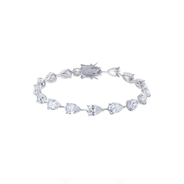 Silver Pear Cut Cubic Zirconia Bracelet