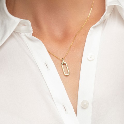 9ct Yellow Gold Paperclip Link Style Drop Pendant