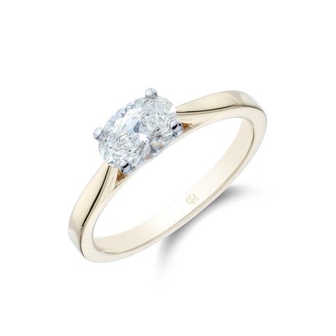 18ct Yellow Gold Oval Cut 0.75ct Diamond Solitaire Ring