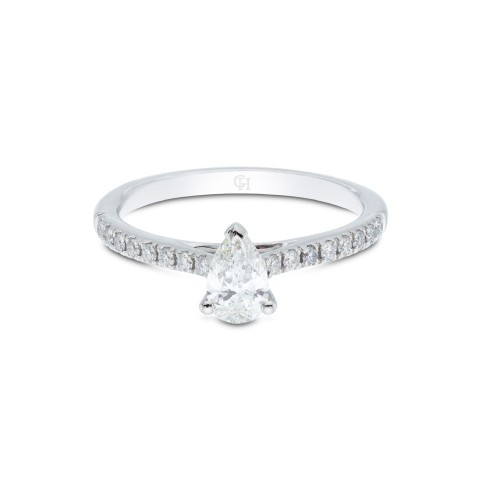 Platinum Pear Cut 0.60ct Diamond Solitaire Ring