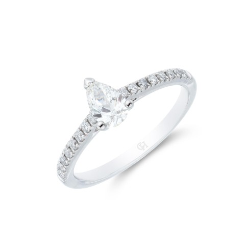 Platinum Pear Cut 0.60ct Diamond Solitaire Ring