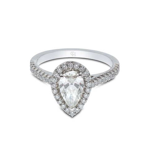 Platinum Pear Cut 1.15ct Diamond Halo Ring