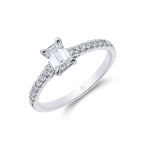 Platinum Emerald Cut 0.75ct Diamond Solitaire Ring