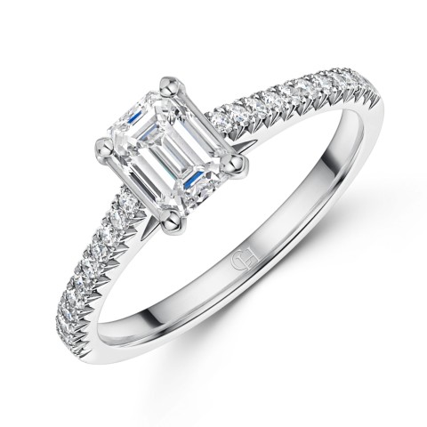 Platinum Emerald Cut 0.75ct Diamond Solitaire Ring