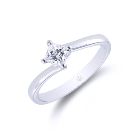 Platinum Princess Cut 0.40ct Diamond Twist Solitaire Ring