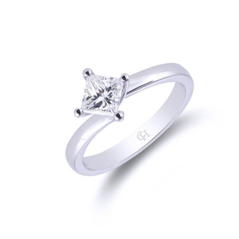 Platinum Princess Cut 0.60ct Diamond Twist Solitaire Ring