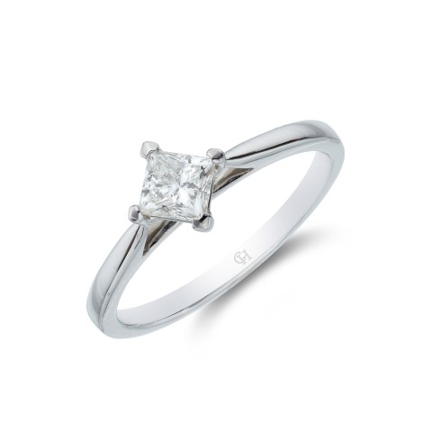 Platinum Princess Cut 0.60ct Diamond Solitaire Ring