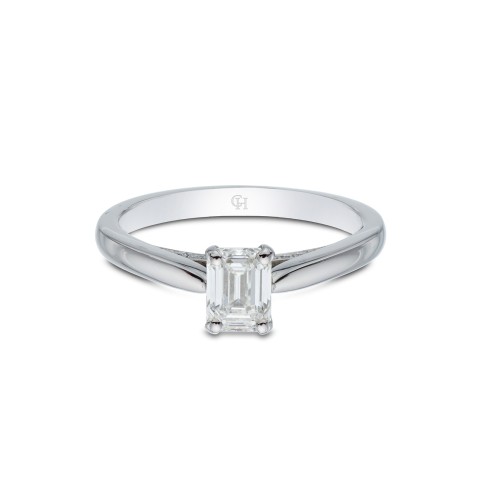 Platinum Emerald Cut 0.70ct Diamond Solitaire Ring