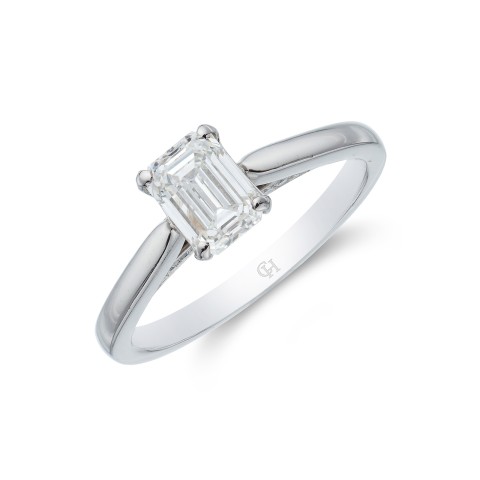 Platinum Emerald Cut 1.00ct Diamond Solitaire Ring