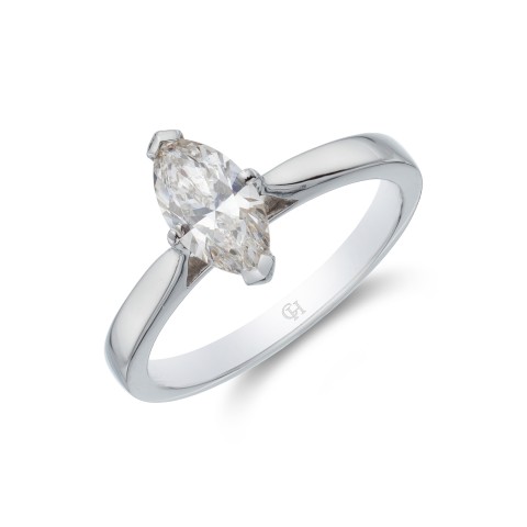 Platinum Marquise Cut 0.90ct Diamond Solitaire Ring