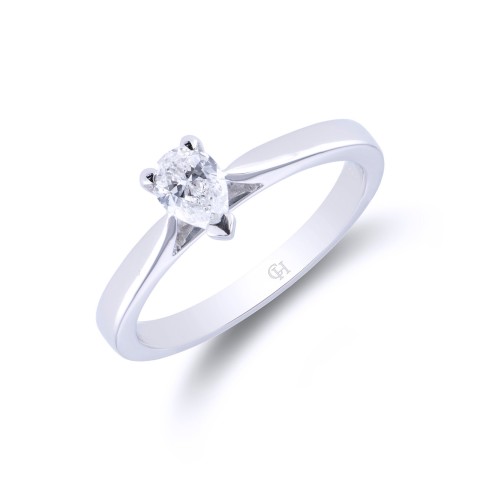 Platinum Pear Cut 0.33ct Diamond Solitaire Ring