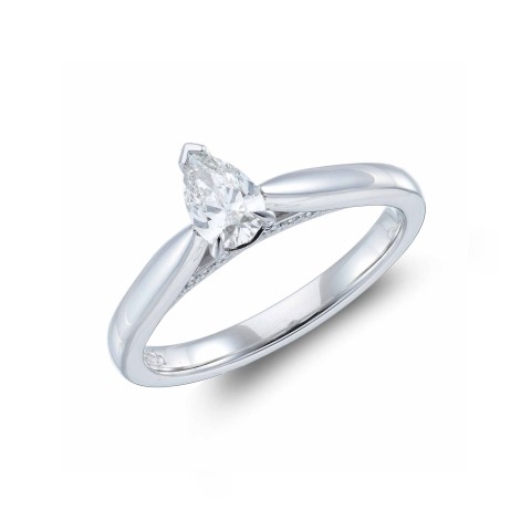 Platinum Pear Cut 0.45ct Diamond Solitaire Ring