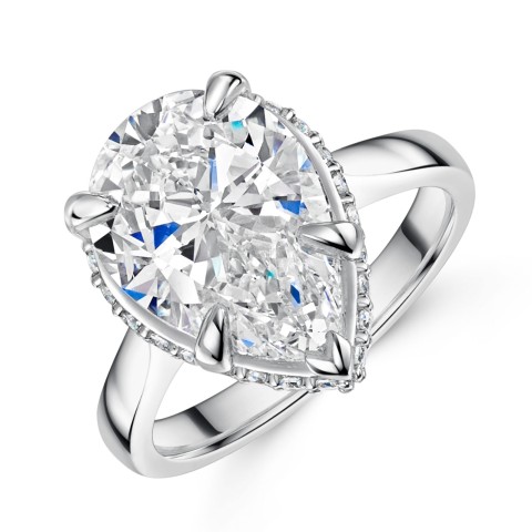 Platinum Pear Cut 5.01ct Diamond Solitaire Ring