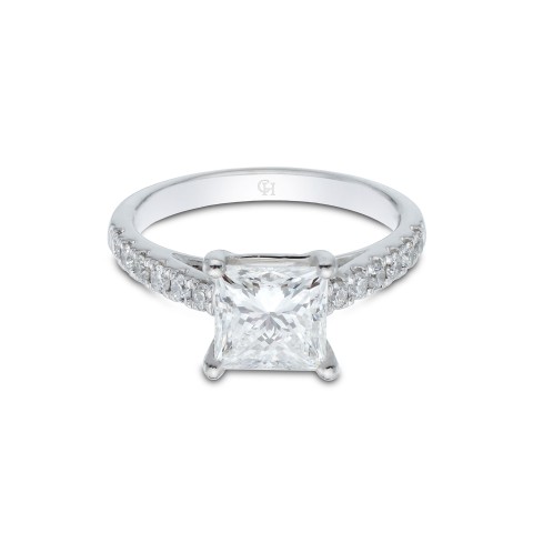 Platinum Pear Cut 1.70ct Diamond Solitaire Ring 1