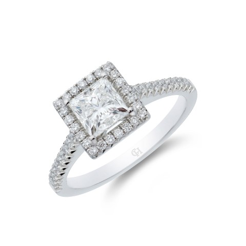 Platinum Princess Cut 1.40ct Diamond Solitaire Ring