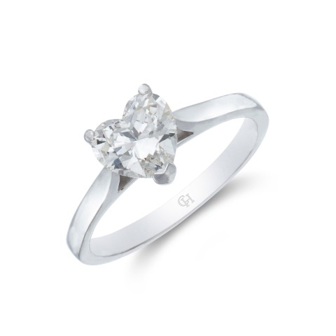 18ct White Gold Heart Cut 1.10ct Diamond Solitaire Ring