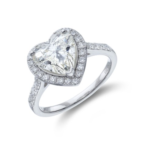 Platinum Heart Cut 2.70ct Diamond Halo Ring