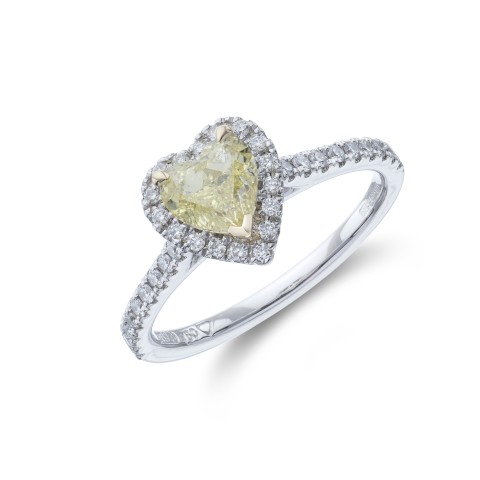 Platinum Heart Cut 1.60ct Diamond Halo Ring