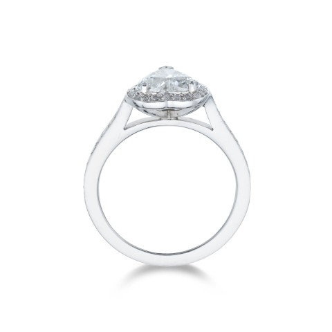 Platinum Heart Cut 1.30ct Diamond Halo Ring