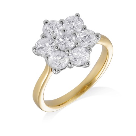 18ct White Gold Brilliant Cut 0.70ct Diamond Cluster Ring